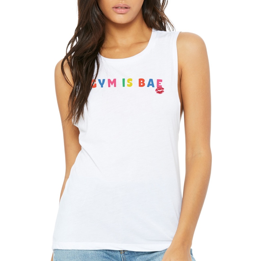 NWOT LFT Clothing Co Gym is Bae Rainbow Muscle Tank